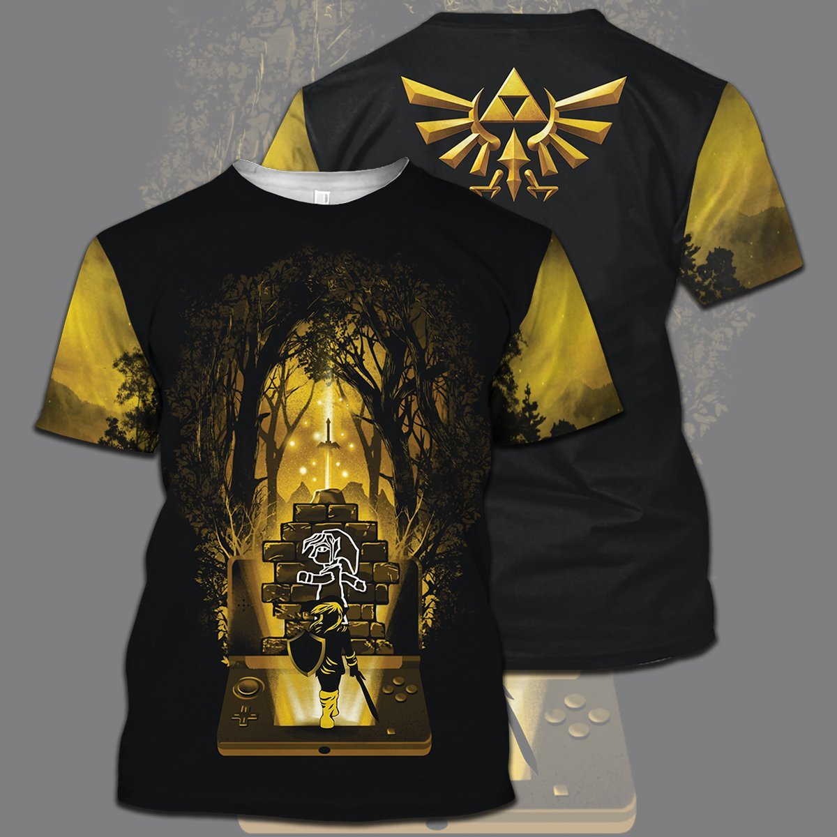 Unifinz Legend Of Zelda Shirt Link Stone Wall Console Yellow T-shirt Legend Of Zelda Hoodie 2022