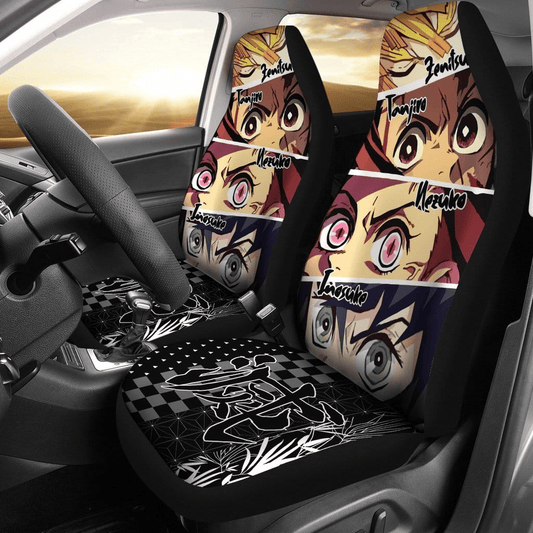 Demon Slayer Car Seat Covers Zenitsu Tanjiro Nezuko Inosuke Seat Covers