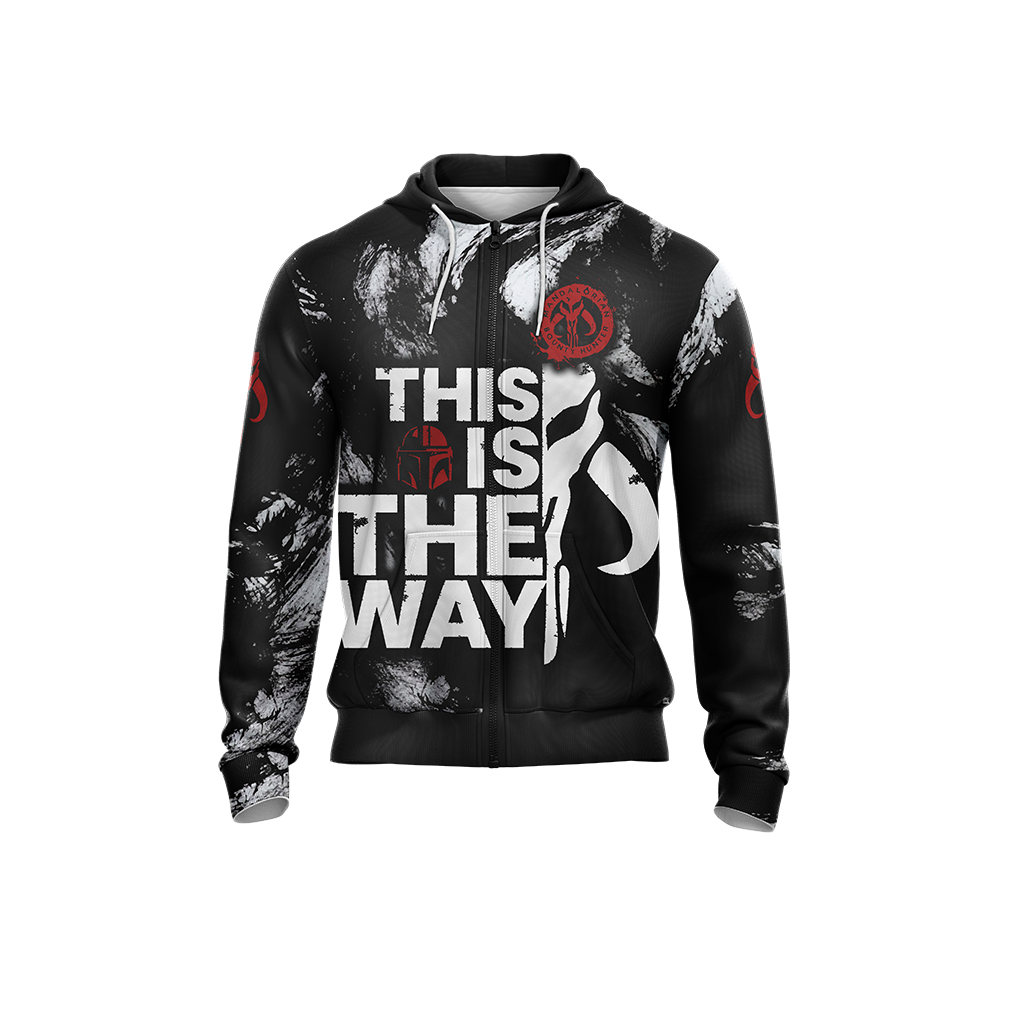  SW Hoodie SW Mandalorian Bounty Hunters This Is The Way Black Zip Hoodie Adult Full Print Unisex