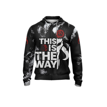  SW Hoodie SW Mandalorian Bounty Hunters This Is The Way Black Zip Hoodie Adult Full Print Unisex
