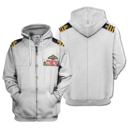 Historical T-Shirt Historical Military White Uniforms Of The Royal Navy Suit 3d Costume Hoodie Historical Hoodie