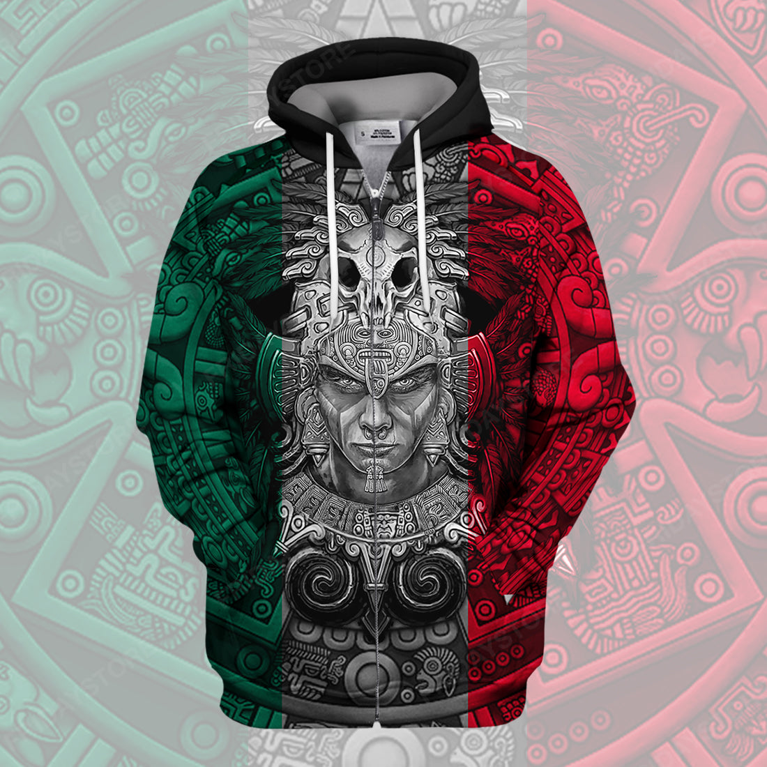 Unifinz Mexican T-shirt Mexican Flag Aztec Warrior 3D T-shirt Hoodie Adult Women Men Full Print Unisex 2022