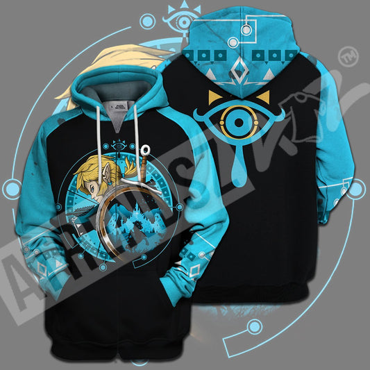 Unifinz Legend Of Zelda Shirt Link Sheikah Eye Black Blue T-shirt Legend Of Zelda Hoodie Legend Of Zelda Tank 2022