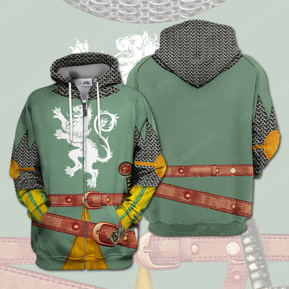 Unifinz Men's Historical Hoodie Medieval Knight T-shirt Historical Shirt Apparel Cool Historical Costume 2024