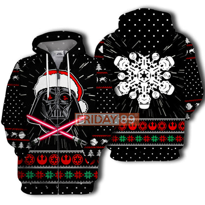 Unifinz SW T-shirt SW Santa D.Vader And Stormtrooper Christmas Snowflake T-shirt Cool SW Hoodie Sweater Tank 2025