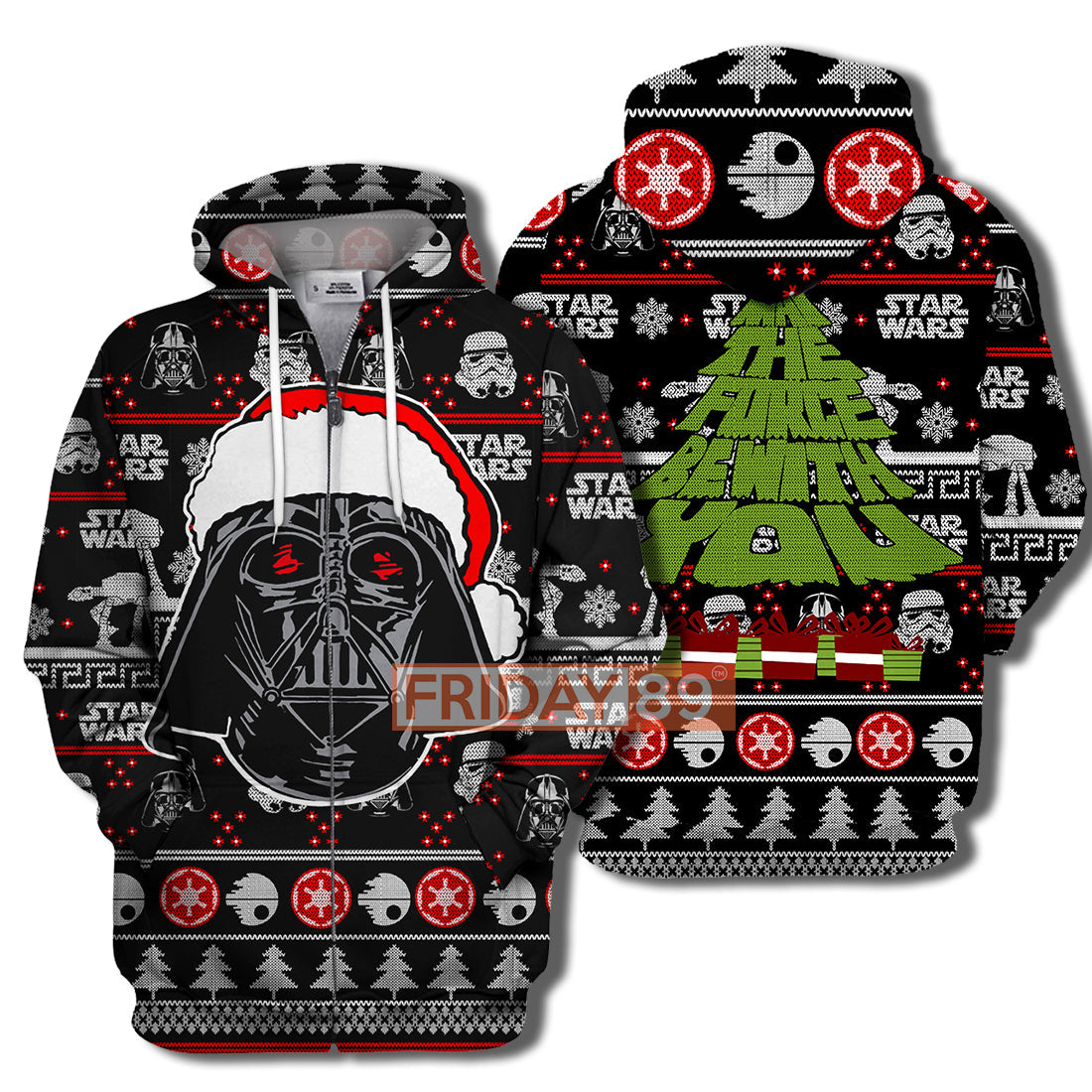 Unifinz SW T-shirt May The Force Be With You Christmas Tree T-shirt High Quality SW Hoodie Sweater Tank 2025