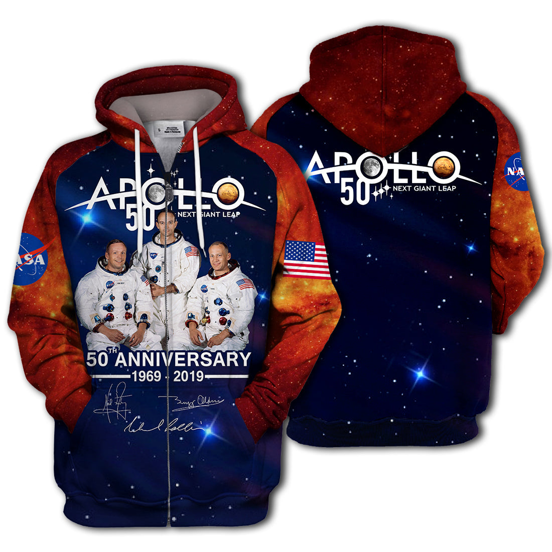 Unifinz NASA T-shirt 50th Anniversary Apollo 11 T-shirt Awesome NASA Hoodie Sweater Tank 2025
